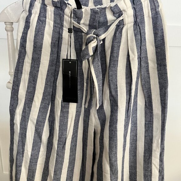BNWT BCBGMAXAZRIA Paperbag-Waist Wide-Leg Striped Pants (XXS) POCKETS - Picture 8 of 9